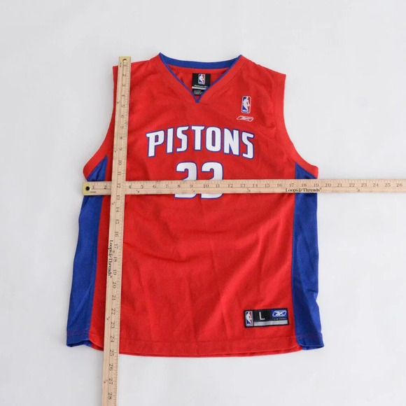 Reebok NBA Authentics Detroit Pistons #22 Prince Red Blue Basketball Jersey - Picture 2 of 13